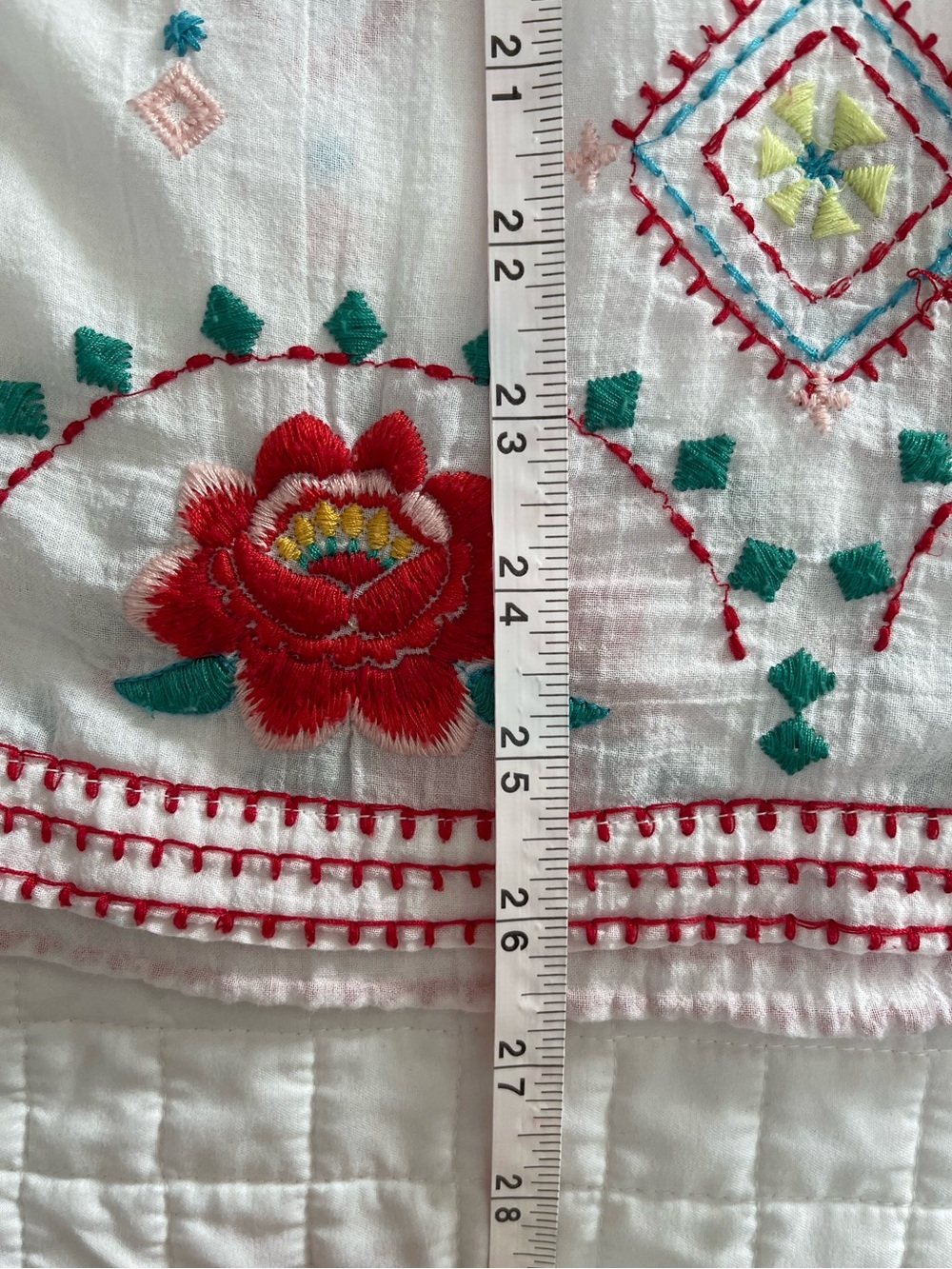 Johnny Was Workshop White Embroidered Boho Tunic Top Floral 3/4 Sleeve Size M - Picture 9 of 9